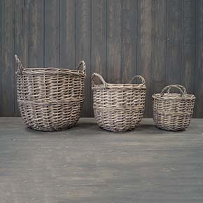 Set of Three Cylinder Eared Baskets detail page
